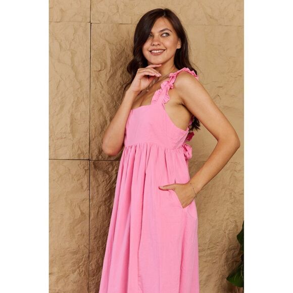 Heyson Mark My Words Full Size Ruffle Sleeve Flare Midi Dress - Picture 9 of 12